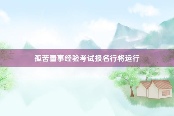孤苦董事经验考试报名行将运行